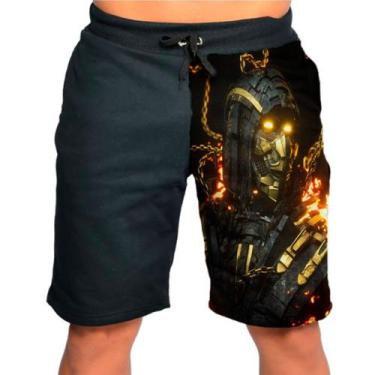 Imagem de Bermuda Short Calção Mortal Kombat Scorpion - smoke, Preto, GG 46/48