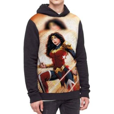 Imagem de Moletom Com Capuz Mulher Maravilha Liga Ref:369 - smoke, Preto, GG