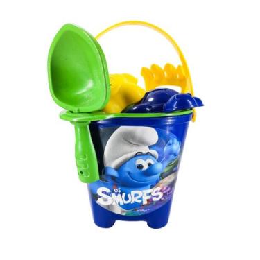 Imagem de Baldinho De Praia Para Brincar Na Areia Dos Smurfs 7 Peças AZUL - Bric