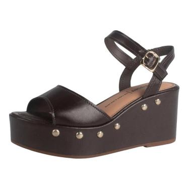 Imagem de Sandália Anabela Feminina Macia Salto Bloco Médio Dakota