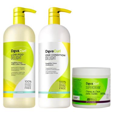 Imagem de Deva Curl Delight Low Poo Shampoo (1000ml), Condicionador (1000ml) E Super Cream (500ml)