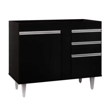 Imagem de Balcão de Cozinha Lavanderia Sem Tampo 02 Gavetas Bia Preto 100 Cm - D'Rossi