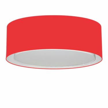 Imagem de Plafon Cilíndrico Duplo Vivare Md-3037 Cúpula Em Tecido 60x25cm - Bivolt Vermelho 127/220v