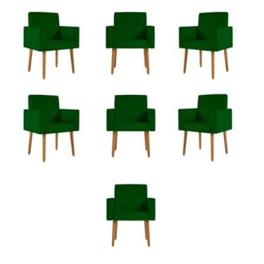 Imagem de Kit 07 Cadeiras Poltronas Decorativa - Escritório - Recepção Cor:verde