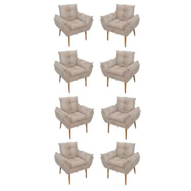 Imagem de Kit 08 Poltronas Opala Decorativas Sala de Estar Suede Cor:bege