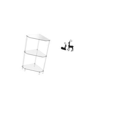 Imagem de Fenteer Mesa Lateral de Canto Moderna com Prateleira de Três Níveis E Estatueta de Rena de Resina de Veado Preto para Cozinha, Banheiro, Sala de Estar, Estudo