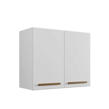 Imagem de Armário Aéreo 2 Portas Cristal Branco 70cm para Cozinha e Lavanderia Shop Jm
