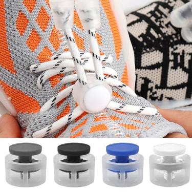 Imagem de 4 peças de cadarços redondos elásticos sem amarração para tênis, sapatos casuais e sapatos de skate, solução fácil de calçar, Multi, F