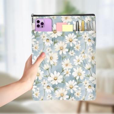 Imagem de Livros para amantes de livros, capa para livros, livros, enseada, protetor de presentes com zíper e bolso frontal para bibliotecários, acessórios para mulheres, amigas, margaridas, 07