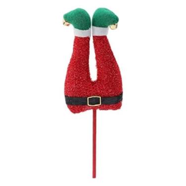 Imagem de Fenteer Perna de elfo de Natal, decoração de árvore de pelúcia, pés de elfo, enfeite de Natal para jardim, gramado, janela, palcos, sala de jantar, Vermelho Preto Verde