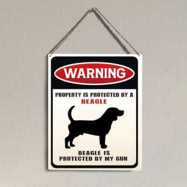 Imagem de Engraçado Beagle Warning Decoração de parede para amantes de cães, presentes para mulheres, homens, amigos, vizinhos, retrô, cuidado com cães, placas para cerca, quintal, quintal, varanda, casa