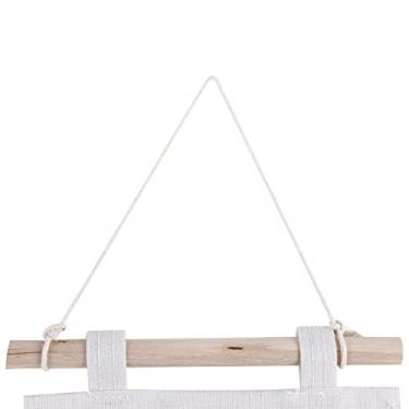 Imagem de Cryfokt Organizador de Armazenamento Suspenso Bolsa para Pendurar na Parede Com 3 Bolsos para óculos, Telefones Cosméticos, Linho de Algodão Durável, Poste de Madeira, para Quarto e Escritório (Cinza)