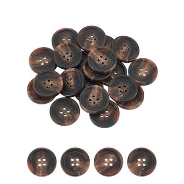 Imagem de 20 peças de botões de resina redondos planos pretos de 4 furos 25 x 5 mm botões de costura de resina para artesanato de costura botões redondos com orifício de 2-3 mm para homens e mulheres suéteres