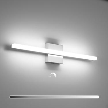 Imagem de Combuh Luminária de parede LED para banheiro regulável IP44 espelho luminária de iluminação 6000K cromado 14W moderno branco fresco 6000K