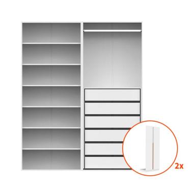 Imagem de Guarda-Roupa Modulado com Cabideiro e Prateleiras New Tuyo 4 Portas Articuladas 6 Gavetas Branco 180 cm
