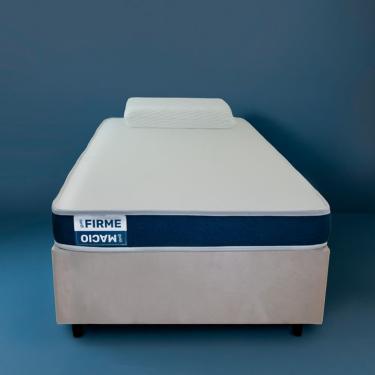 Imagem de Cama Box com Colchão Solteiro Guldi Duplo D28 e 1 Travesseiro Guldi Soft Nasa Branco e Bege