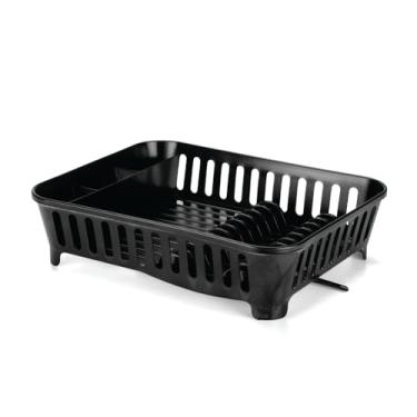 Imagem de Escorredor de Louça com Bica Arthi | Design Clean e Funcional | Escoamento Direto para a Pia | Otimiza Espaço | Plástico Resistente | Cor Preto | Praticidade na Cozinha | Acomoda Toda a Louça