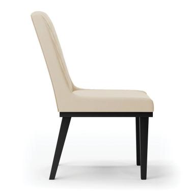 Imagem de Cadeira Sala De Jantar Base Madeira Preto Kit 2 Sofia Suede D03 - D'rossi Cor Bege