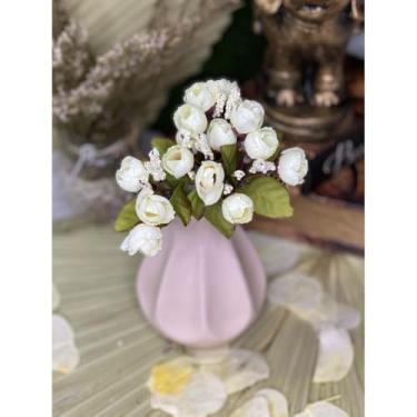 Imagem de Buquê de Mini Tulipa Artificial com 5 Galhos e 15 Flores – Decoração de Casamento, Casa e Festas(Creme Outonado)