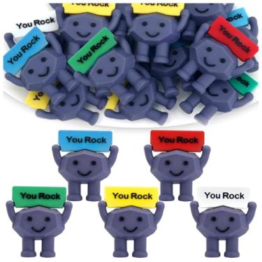 Imagem de EYEOO 10 peças de mini bonecos You Rock, lembrancinhas inspiradoras de festa, presentes de agradecimento de funcionários, presentes a granel para colegas de trabalho, brinquedos motivacionais de rocha