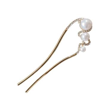 Imagem de Pentes laterais de cabelo, prendedor de garfo, prendedor de cabelo, alfinete de cabelo para coque Updo, pentes de cabelo pérola em forma de U para acessórios de cabelo vintage