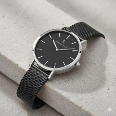 Imagem de Relógio Feminino Fl Minimalista 40mm - Flor de Lis, Preto