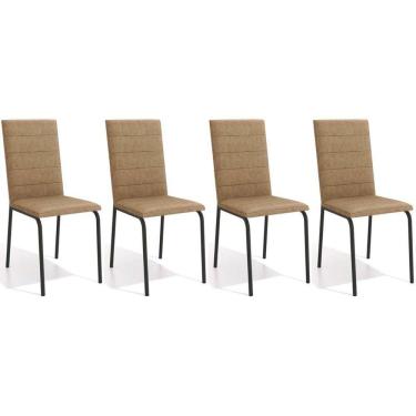 Imagem de Cadeira De Cozinha Amsterdã C091prf Aço Kit 4 Un Preto Fosco-capuccino - Kappesberg