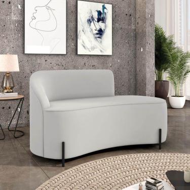 Imagem de Sofá 2 Lugares Orgânico 140cm Pé Ferro Preto Morgan Veludo Cinza