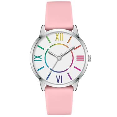 Imagem de Bisley Relógio feminino com mostrador colorido, fácil de ler, à prova d'água, rosa, Casual