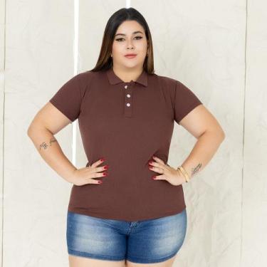 Imagem de Camisa Gola Polo Plus Size Feminina Ótimo Acabamento Tecido Premium - 