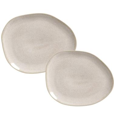 Imagem de Aparelho De Jantar Jogo Pratos Oval Orgânico Latte 8 Peças