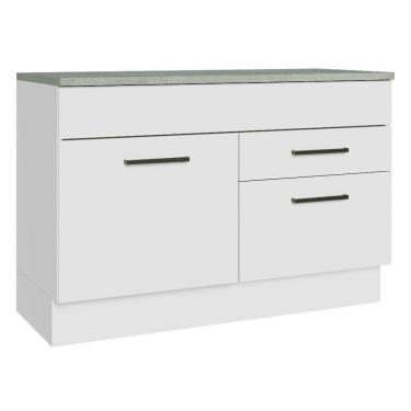 Imagem de Balcão De Pia Cozinha 1 Porta E 2 Gavetas (com Tampo) Branco Agata Madesa Branco