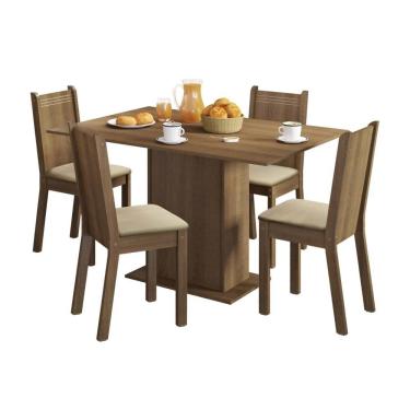 Imagem de Conjunto Sala de Jantar Lexy Rustic com 4 Cadeiras Madesa