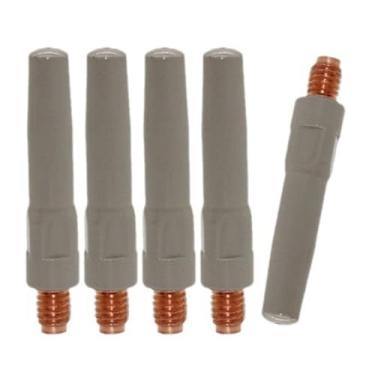 Imagem de Pacote com 5 bicos condutores de metal revestidos de 25 mm com ponta que oferece resistência ao desgaste para melhorar o controle de soldagem e a durabilidade