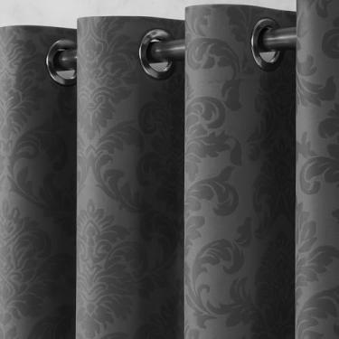 Imagem de Cortina Jacquard de 2,00 a 5,00 metros de largura para Sala Quarto Casa e Decoração (Cinza, 5,00 x 2,70)