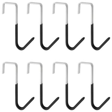 Imagem de ZZLZX 8 peças ganchos de ferro em forma de J ganchos de armário sem necessidade de perfuração, capacidade de carga pesada, armazenamento traseiro de porta para roupas, mochilas 6,9 x 2,3 x 1,8 cm