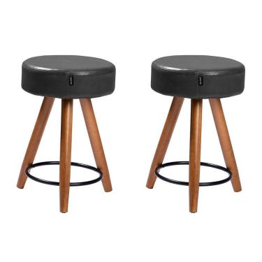 Imagem de Kit 2 Banco Banqueta Paris Baixa 50cm Couríssimo Preto - Salaone Preto