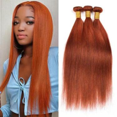 Imagem de Pacotes de cabelo Hiaplame Orange 30cm Brazilian Remy Straight