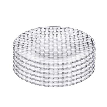 Imagem de Pratos de jantar de vidro, pratos de vidro de cristal, prato de sobremesa, conjunto de pratos de jantar para lanche de frutas, paisagem de mesa para casamento, feriados, decorativo (forma de tecelagem