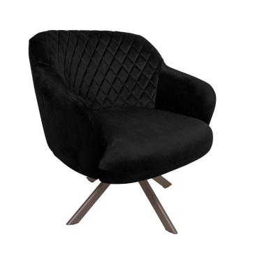 Imagem de Poltrona Kitana Pés Champagne Giratório Veludo Preto