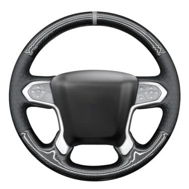 Imagem de MEWANT Capa de volante com costura DIY para Chevrolet Silverado 1500 2014-2018/Suburban 2015-2020/Tahoe 2015-2020/Silverado (2500/3500)/Silverado (4500HD/5500HD/6500HD) 2019-20222