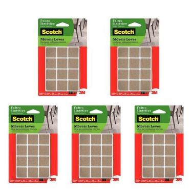 Imagem de Kit5 Feltro Adesivo Cadeira Sofá Quadrado Scotch 3M 25Mm 12U Marrom, M