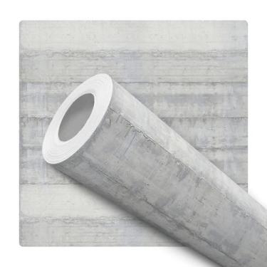 Imagem de Papel De Parede Adesivo Lavável Sala Pedra Rustica Tiras Cinza Claro -