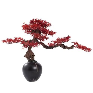 Imagem de Árvore artificial Pinheiro bonsai artificial, mesa de planta em vaso falso, árvore falsa, folha, bordo vermelho para casa, decoração escritório