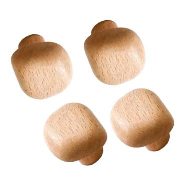 Imagem de FytStycale 4x Ganchos de parede de madeira para casacos, puxadores de porta, puxadores de armário decorativos resistentes e modernos, cabides para quarto de, Quadrilátero