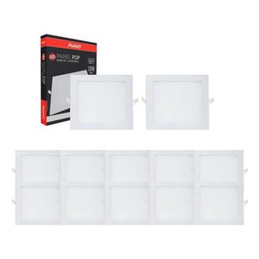 Imagem de Kit 10 Plafon De Embutir 22X22 18W 6500K Luz Branca Quadrado
