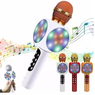 Imagem de Microfone Karaokê Recarregável Led Bluetooth Altomex B-Max