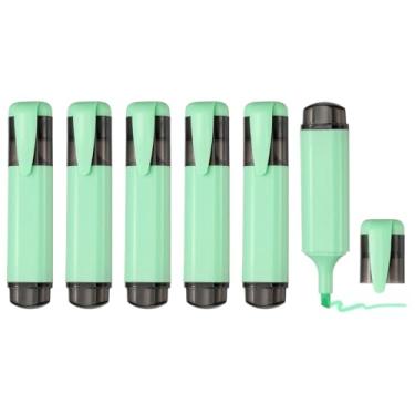 Imagem de PATIKIL Caneta marca-texto, pacote com 6 canetas marcadoras à base de água com ponta larga fofas em pastel, materiais de estudo para escritório, casa, uso diário, verde