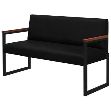 Imagem de Sofá 2 Lugares Niterói Couro Preto Em Metal Preto