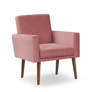 Imagem de Poltrona Decorativa Nina Suede Rose - Inova Decor